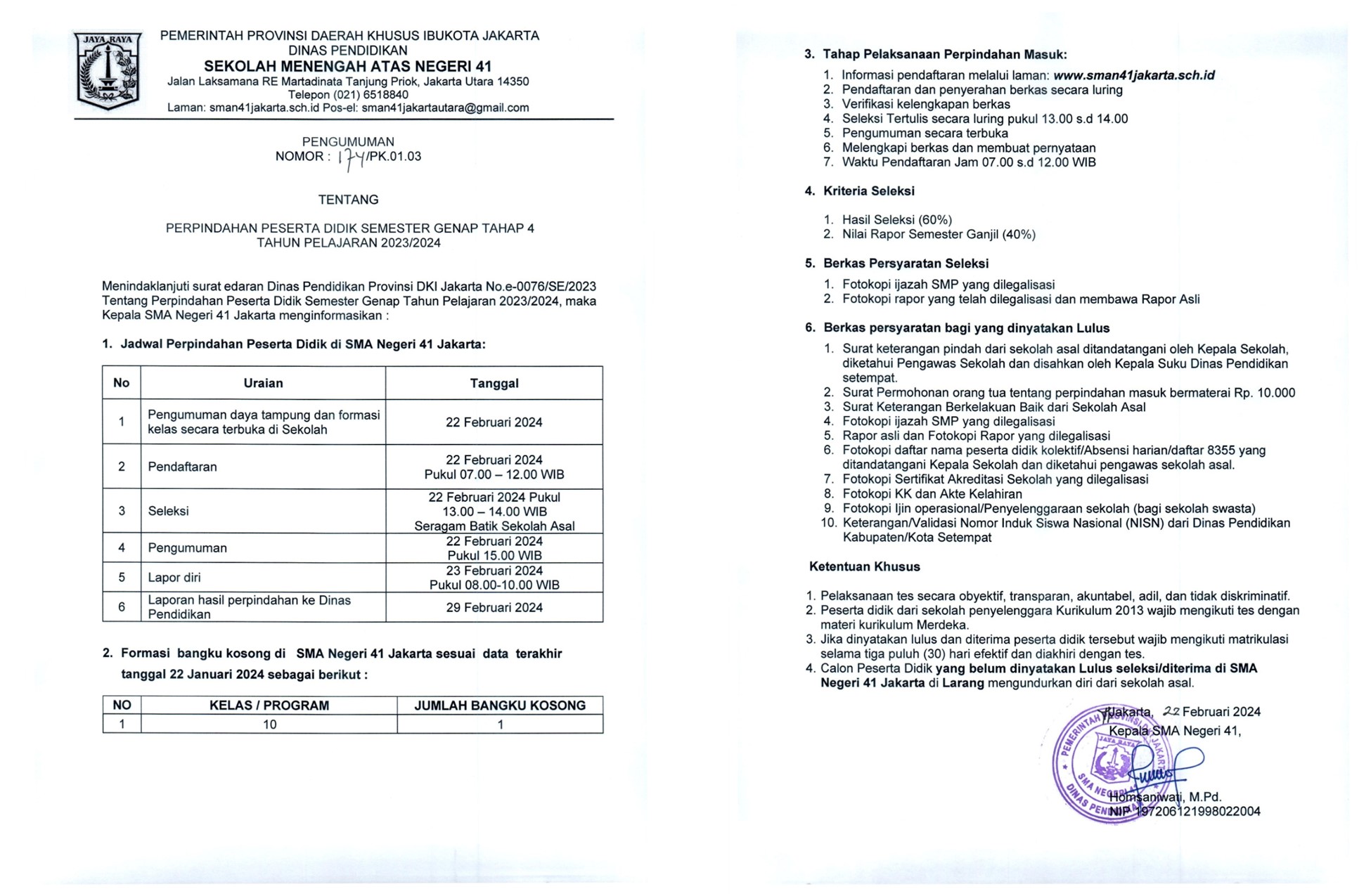 INFORMASI TENTANG PERPINDAHAN MASUK PESERTA DIDIK TAHUN 2024 TAHAP 4